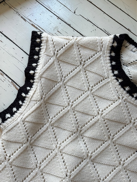 Pinch Cream Sweater Vest Black Trim Textured Knit Size M - Picture 4 of 7